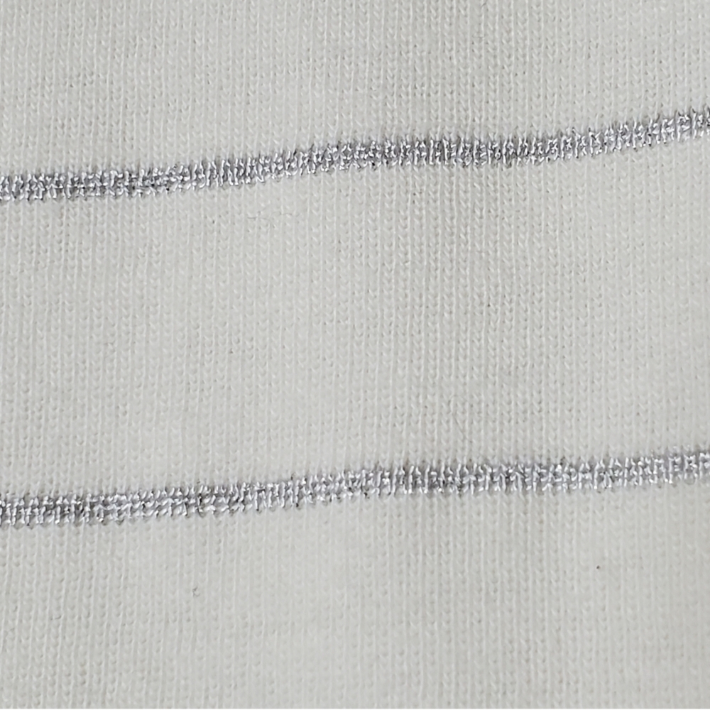 Lauren Ralph Lauren Long Sleeve Striped Knit Top Ivory Metallic Silver W… - Picture 3 of 8